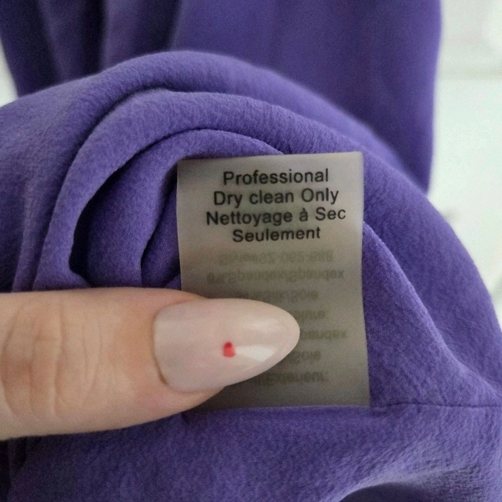 Alice + Olivia L Purple Silk Racerback V-Neck Mini Dress Designer Spring Flowy - Picture 5 of 6